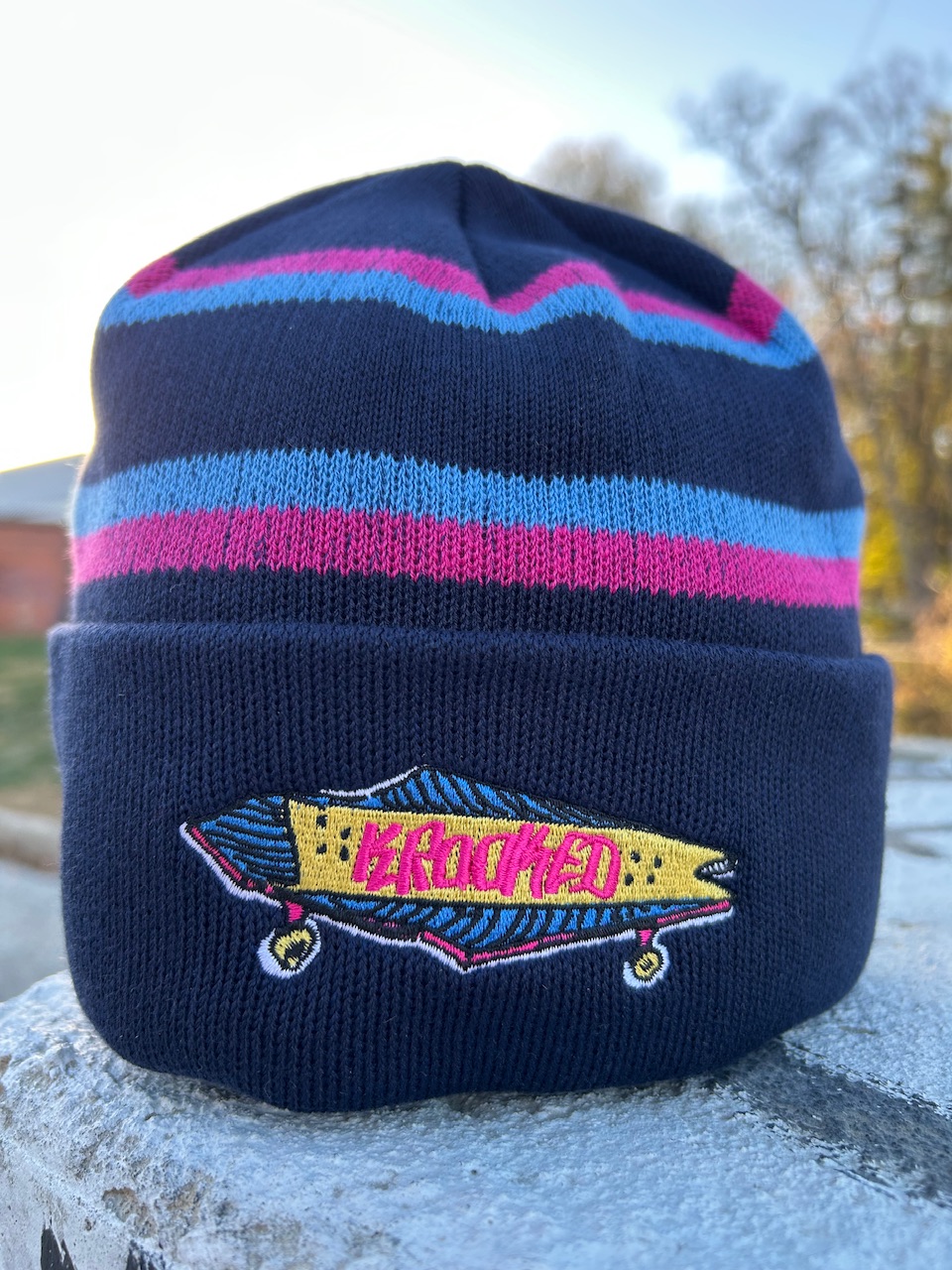 Krooked Bored Cuff Beanie Navy